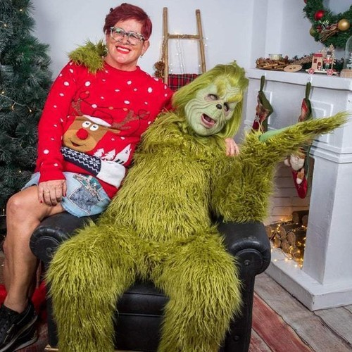 Adult kids green furry monster - green,